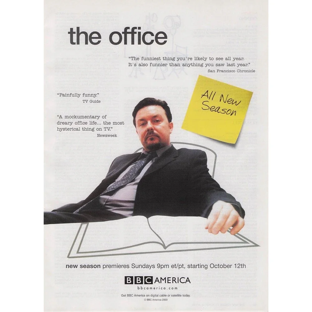 2003 The Office BBC TV show Ricky Gervais Print Ad Pinup Poster vintage comedy